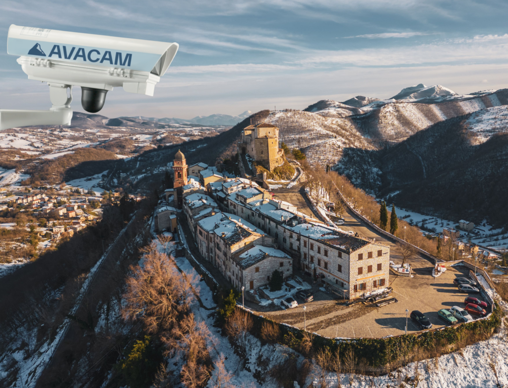 Avacam device monitoring a village in the mountains
