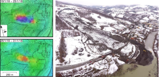 Avacam satellite map for landslide and instability monitoring with InSAR technology